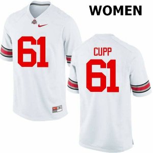 NCAA Ohio State Buckeyes Women's #61 Gavin Cupp White Nike Football College Jersey YUE4045JT